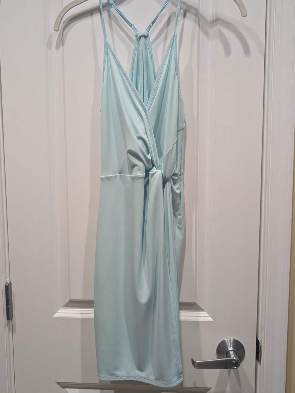 BCBGeneration Light Aqua Knot-Front Mini Dress